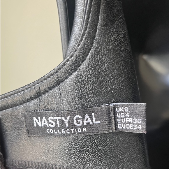 Nasty Gal Black Faux Leather Mini Dress. Preloved - Picture 2 of 5